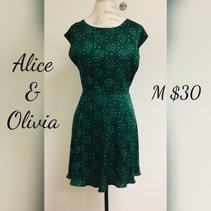 Alice & Olivia Emerald Green Silk blend dress